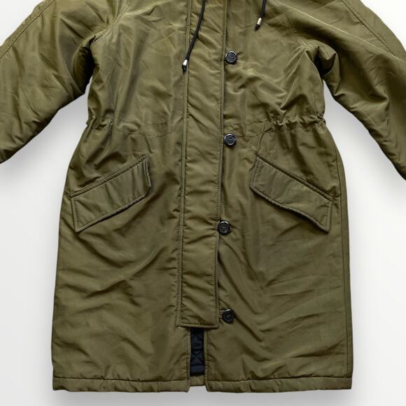 H&M Padded Parka Jacket Green Women's XS - Picture 5 of 6